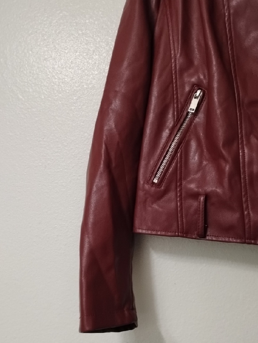 Forever 21 Burgundy Faux Leather Moto Jacket - Picture 5 of 12